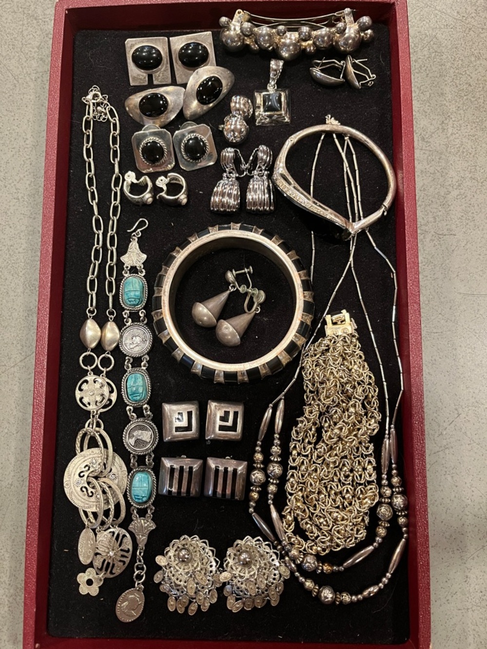 Vintage Mixed Silver-Tone Women's Jewelry Set - Assorted Pieces